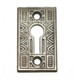 Antique 1.875 In. Art Deco Cast Iron Door Keyhole Cover Plate