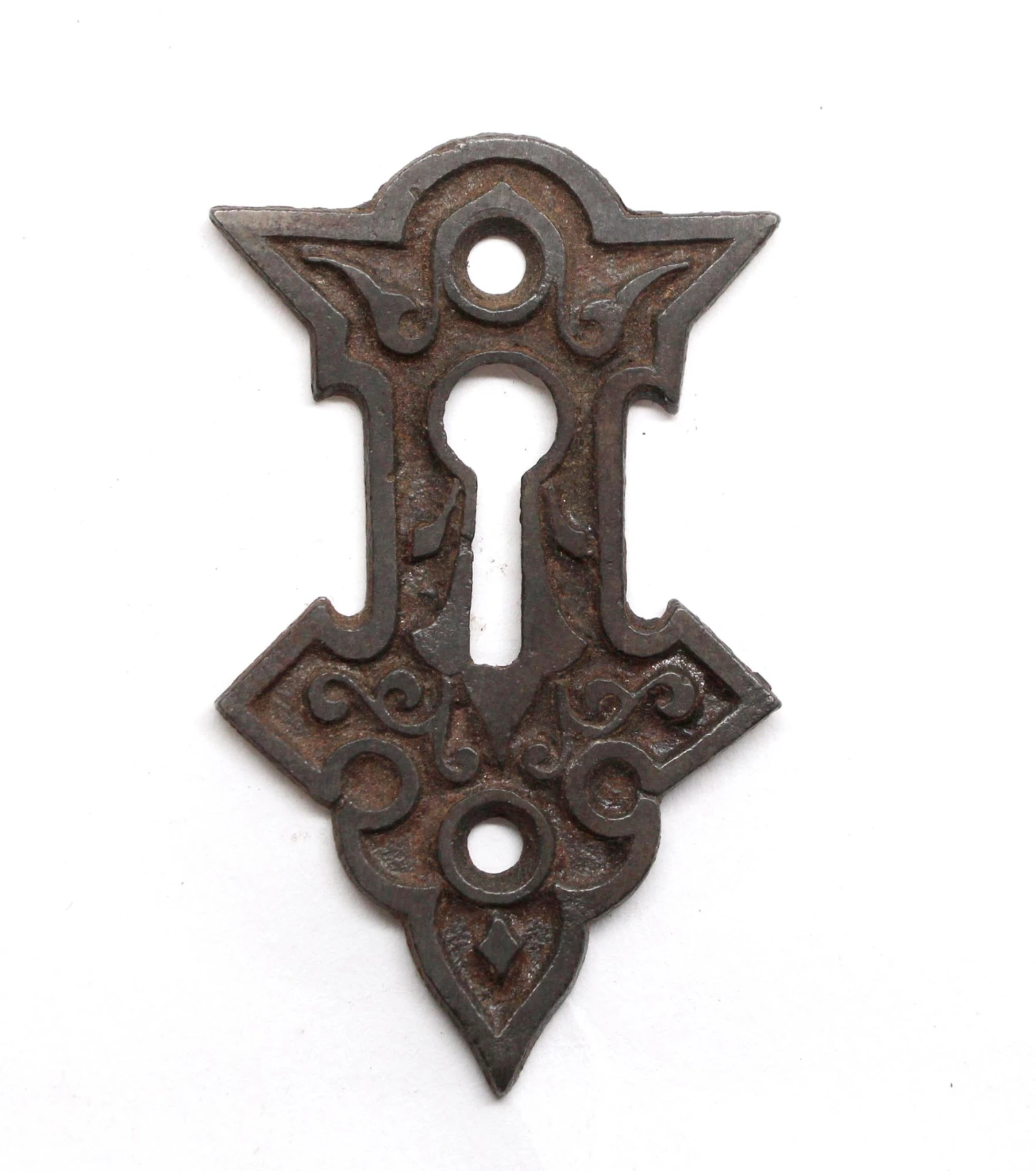 Antique 2.5 In. Cast Iron Victorian Door Keyhole Cover Plate 3 Antique 2.5 In. Cast Iron Victorian Door Keyhole Cover Plate