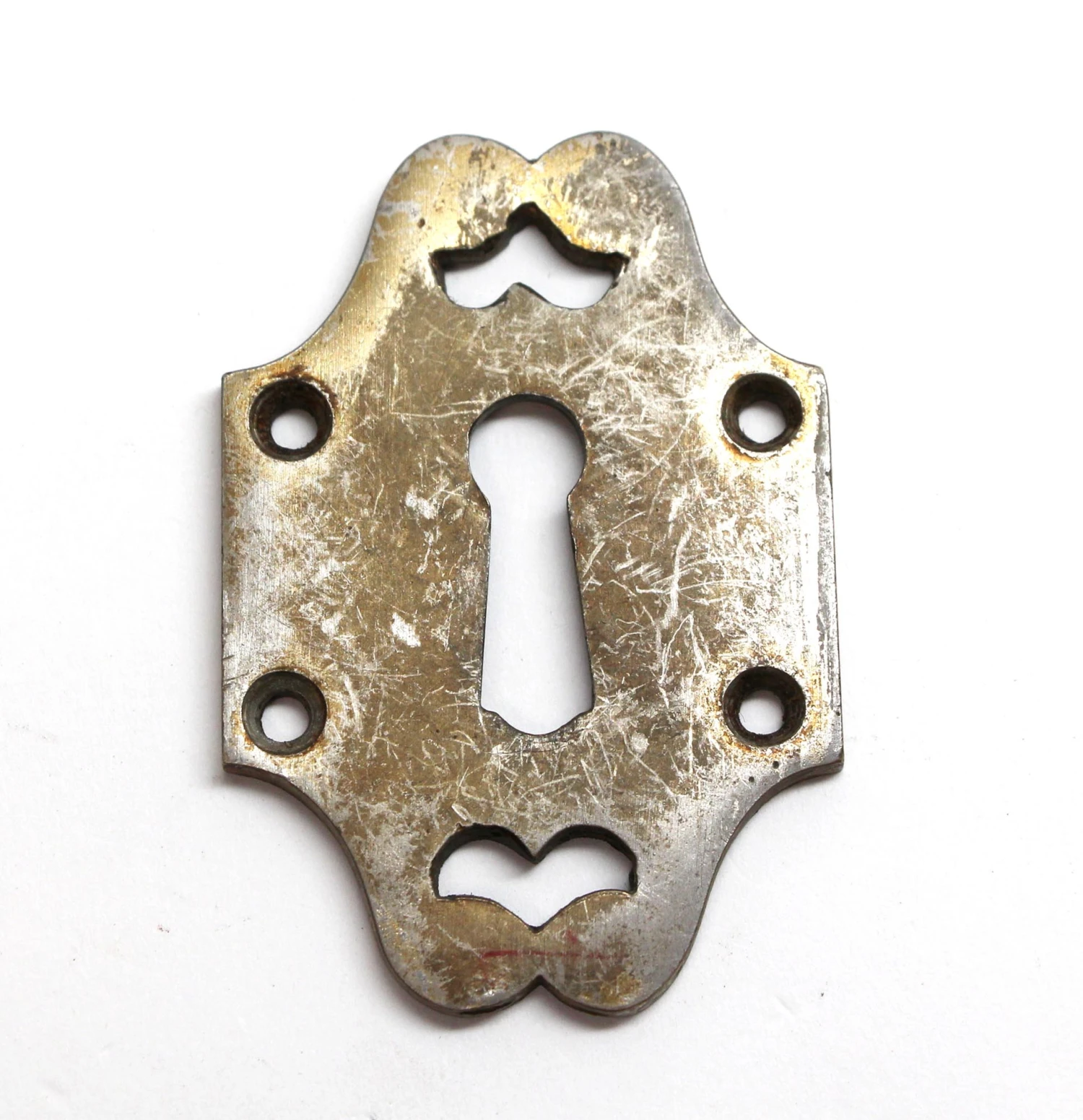 Antique 2.5 In. Nickel Plated Arts & Crafts Brass Door Key Cover Plate 3 Antique 2.5 In. Nickel Plated Arts & Crafts Brass Door Key Cover Plate