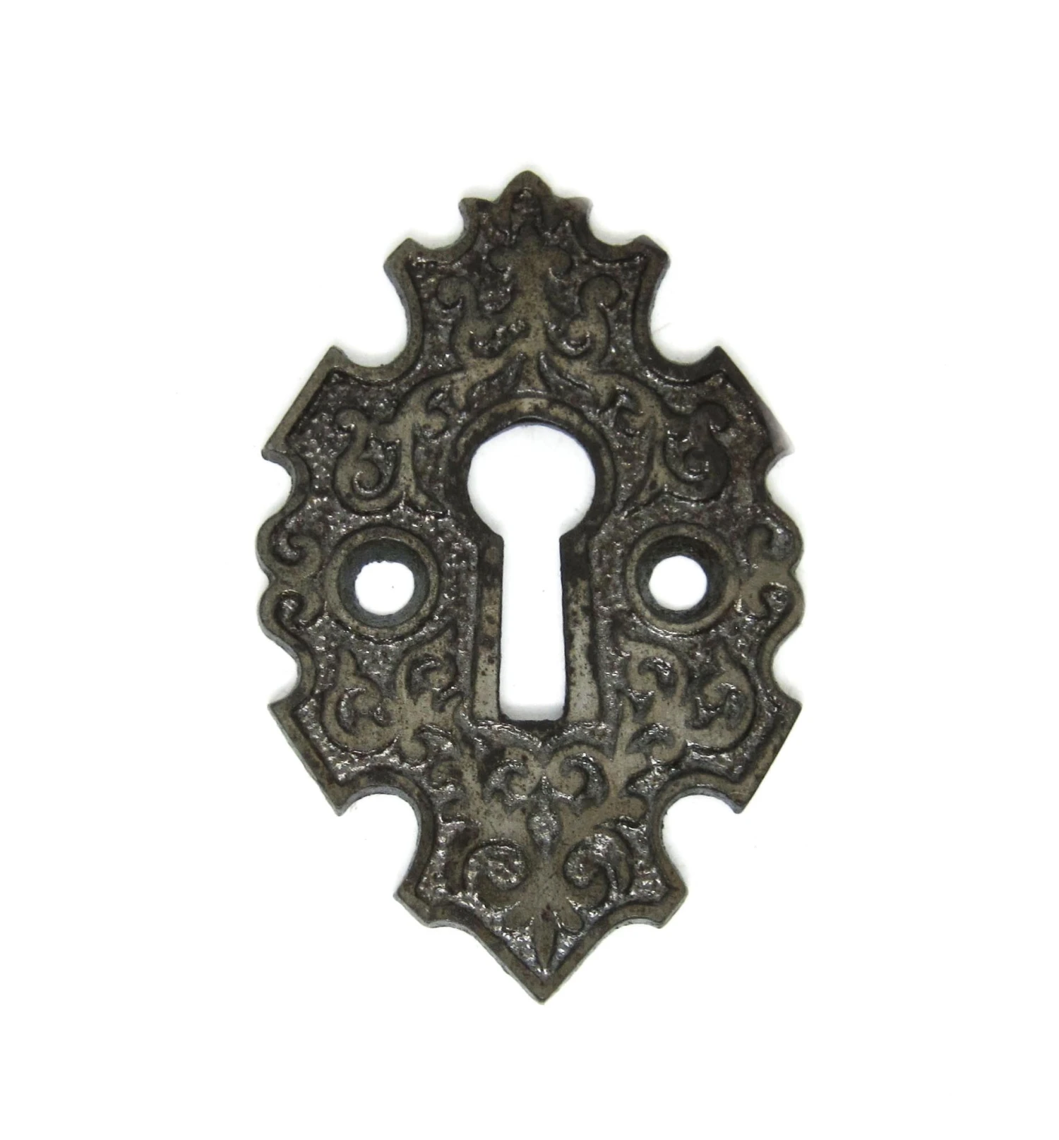 Antique Arts & Crafts Black Cast Iron Door Keyhole Cover Plate 3 Antique Arts & Crafts Black Cast Iron Door Keyhole Cover Plate