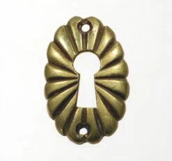 Antique Victorian Oval Fluted Brass Plated Keyhole Cover