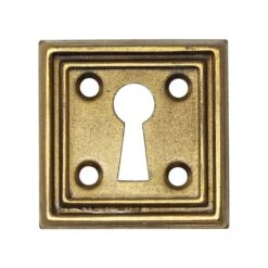 Art Deco Pressed Brass Square Door Keyhole Cover
