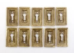 Set Of 10 Old New Solid Brass Bubbled Edge Rectangle Door Keyhole Covers 7 Set Of 10 Old New Solid Brass Bubbled Edge Rectangle Door Keyhole Covers -OGT Sale Store keyhole covers for sale m228265s