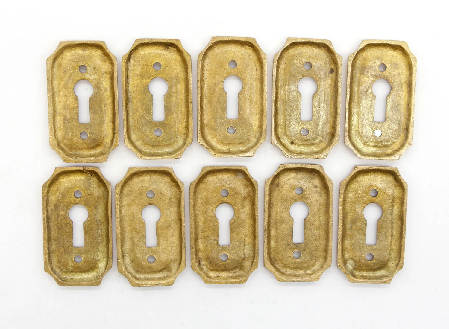 Set Of 10 Solid Brass Textured Arched Edged Door Key Hole Covers 5 Set Of 10 Solid Brass Textured Arched Edged Door Key Hole Covers - Image 3