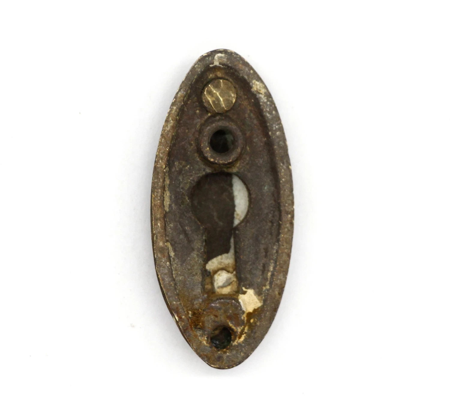 Antique 1.875 Oval Brass Draft Keyhole Cover 5 Antique 1.875 Oval Brass Draft Keyhole Cover - Image 3