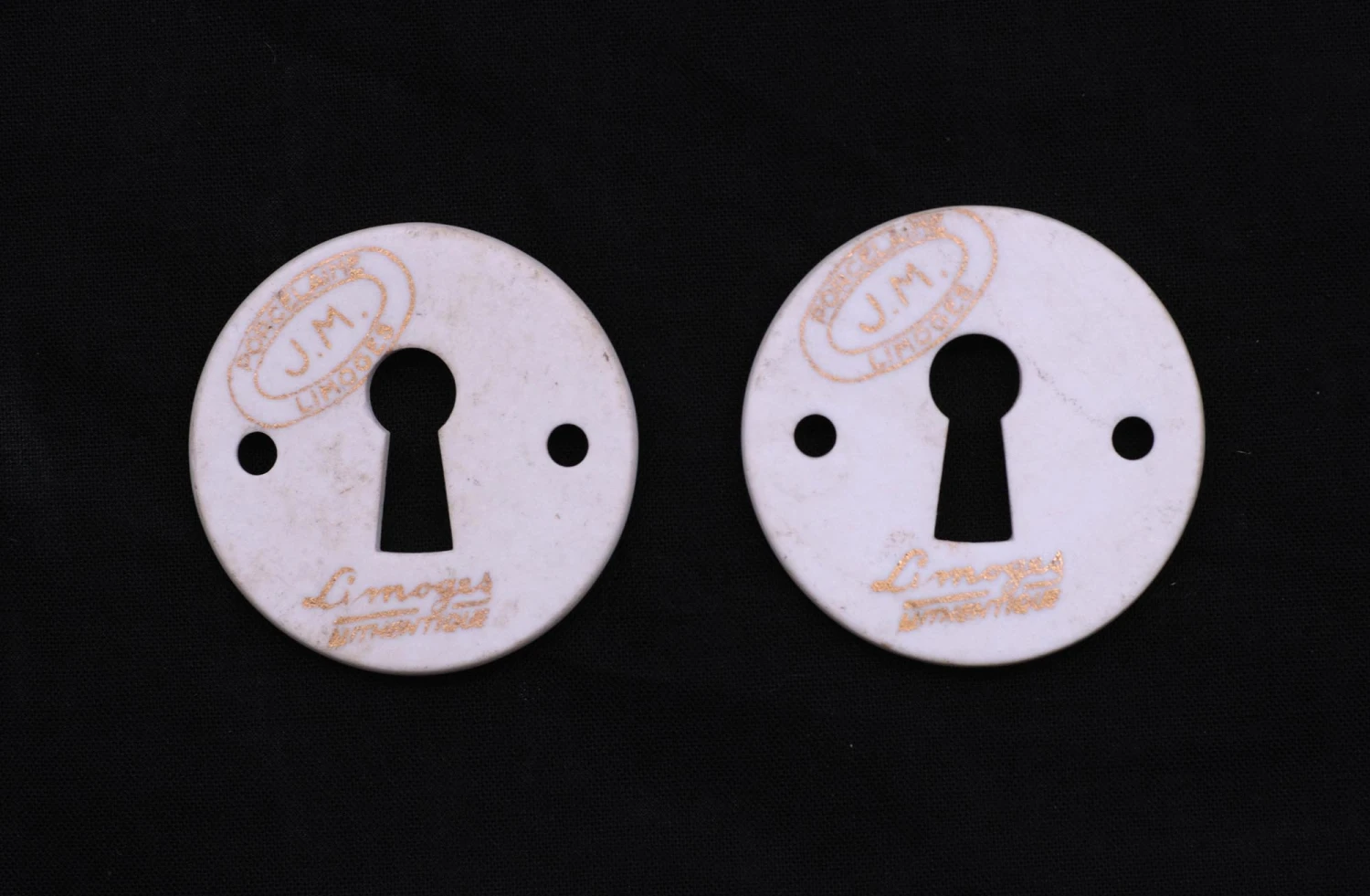 Pair Of J.M. Limoges Porcelain Floral Keyhole Covers 5 Pair Of J.M. Limoges Porcelain Floral Keyhole Covers - Image 3