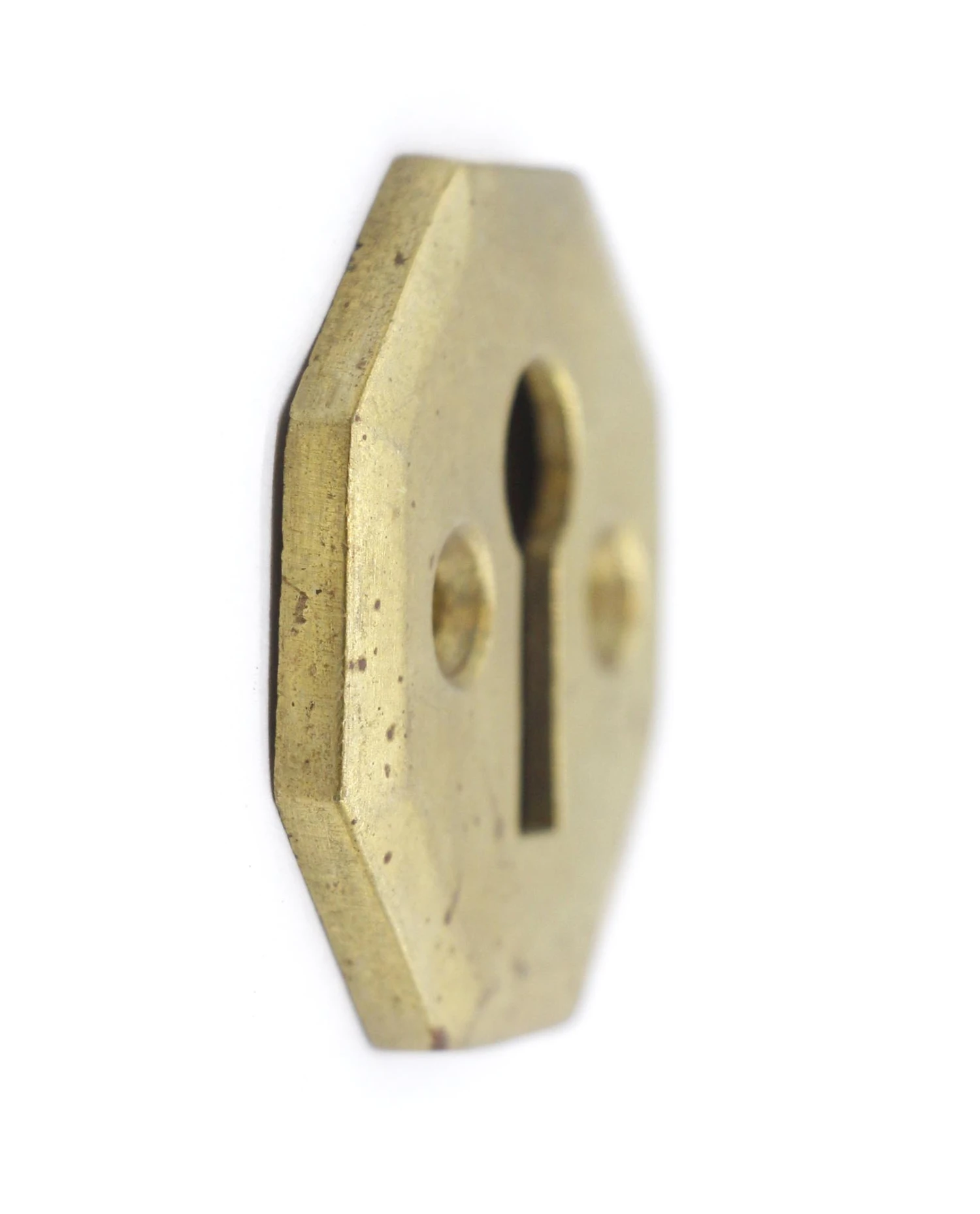 Set Of Vintage 1.375 In. Cast Brass Octagon Keyhole Covers 5 Set Of Vintage 1.375 In. Cast Brass Octagon Keyhole Covers - Image 3