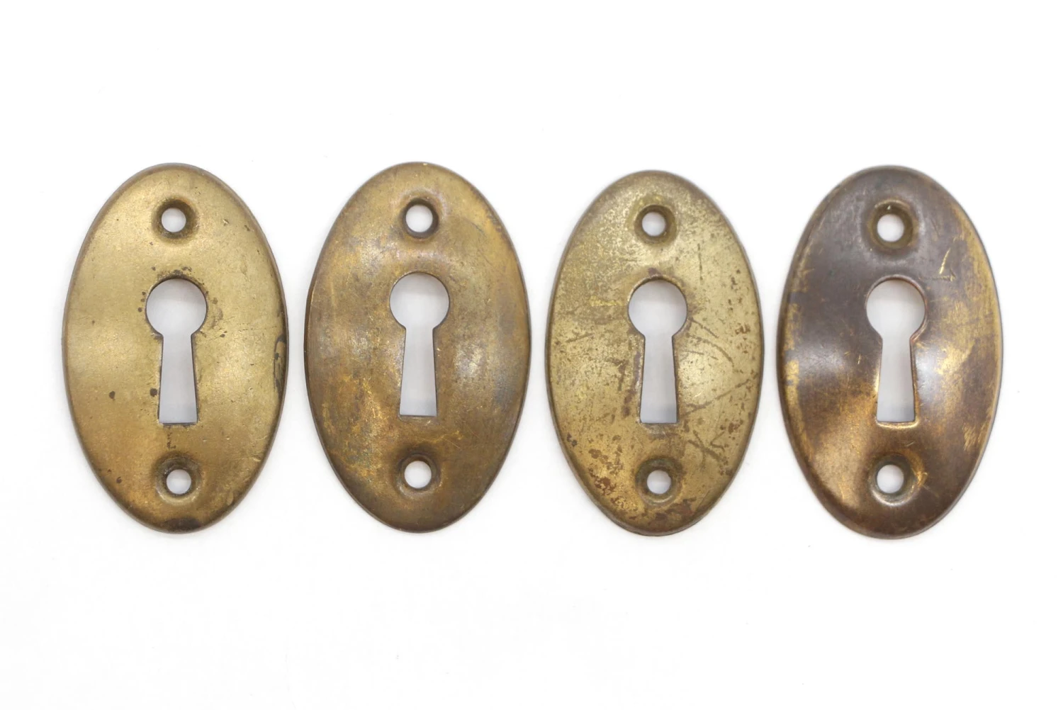 Vintage 2 In. Brass Oval Keyhole Cover Plate 5 Vintage 2 In. Brass Oval Keyhole Cover Plate - Image 3