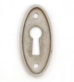 Vintage Nickeled Brass Oval Traditional Keyhole Cover 7 Vintage Nickeled Brass Oval Traditional Keyhole Cover -OGT Sale Store keyhole covers for sale q286985