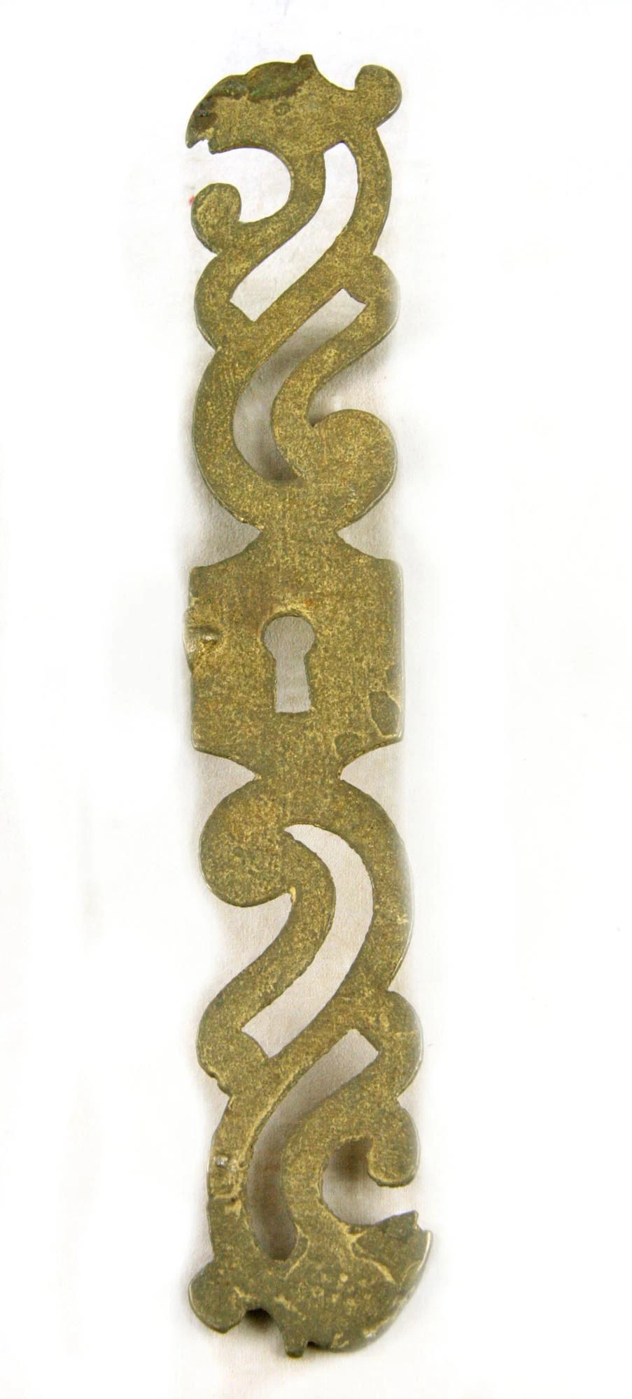 Vintage 9.375 In. Cast Brass Griffin Motif Key Hole Plate 4 Vintage 9.375 In. Cast Brass Griffin Motif Key Hole Plate - Image 2