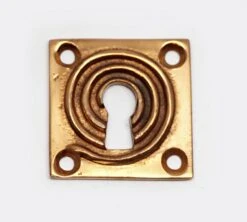 Modern 1.375 In. Square Swirl Brushed Brass Keyhole Cover