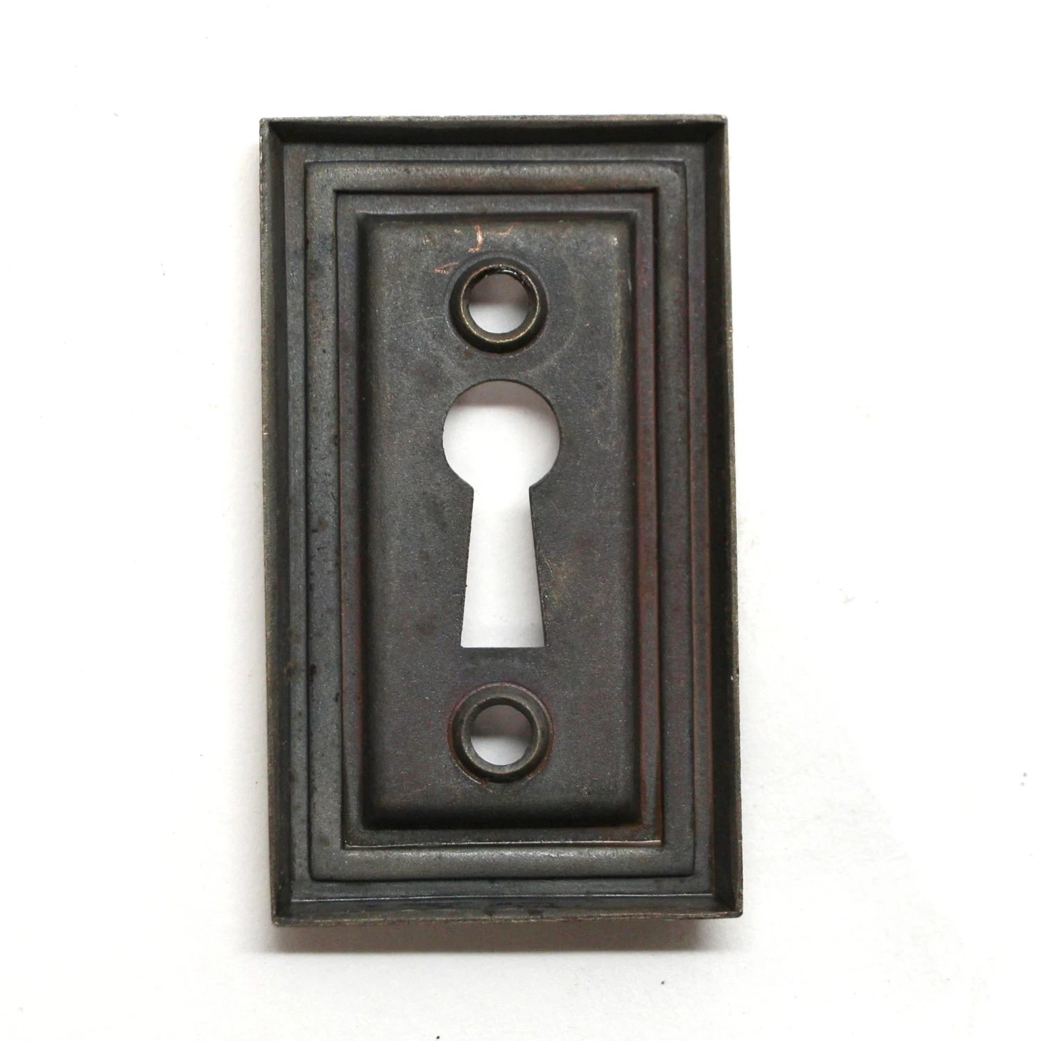 Vintage 2.125 In. Art Deco Brass Finish Steel Keyhole Cover Plate 4 Vintage 2.125 In. Art Deco Brass Finish Steel Keyhole Cover Plate - Image 2