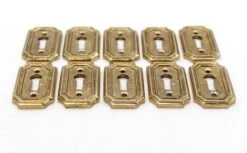 Set Of 10 Solid Brass Textured Arched Edged Door Key Hole Covers 6 Set Of 10 Solid Brass Textured Arched Edged Door Key Hole Covers -OGT Sale Store keyhole covers n253835s