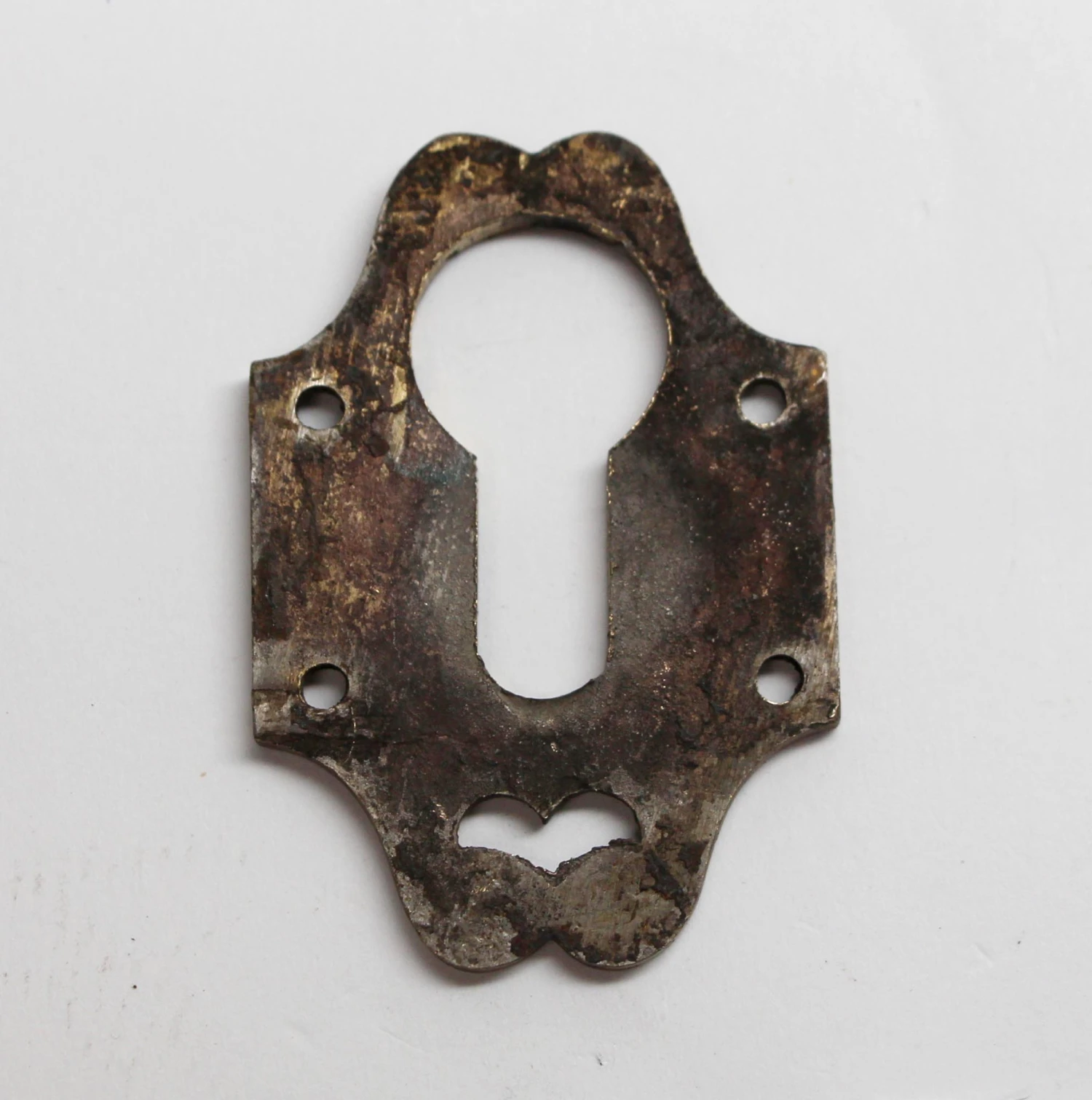 Nickel Over Brass Arts & Crafts Lock Keyhole Cover 4 Nickel Over Brass Arts & Crafts Lock Keyhole Cover - Image 2