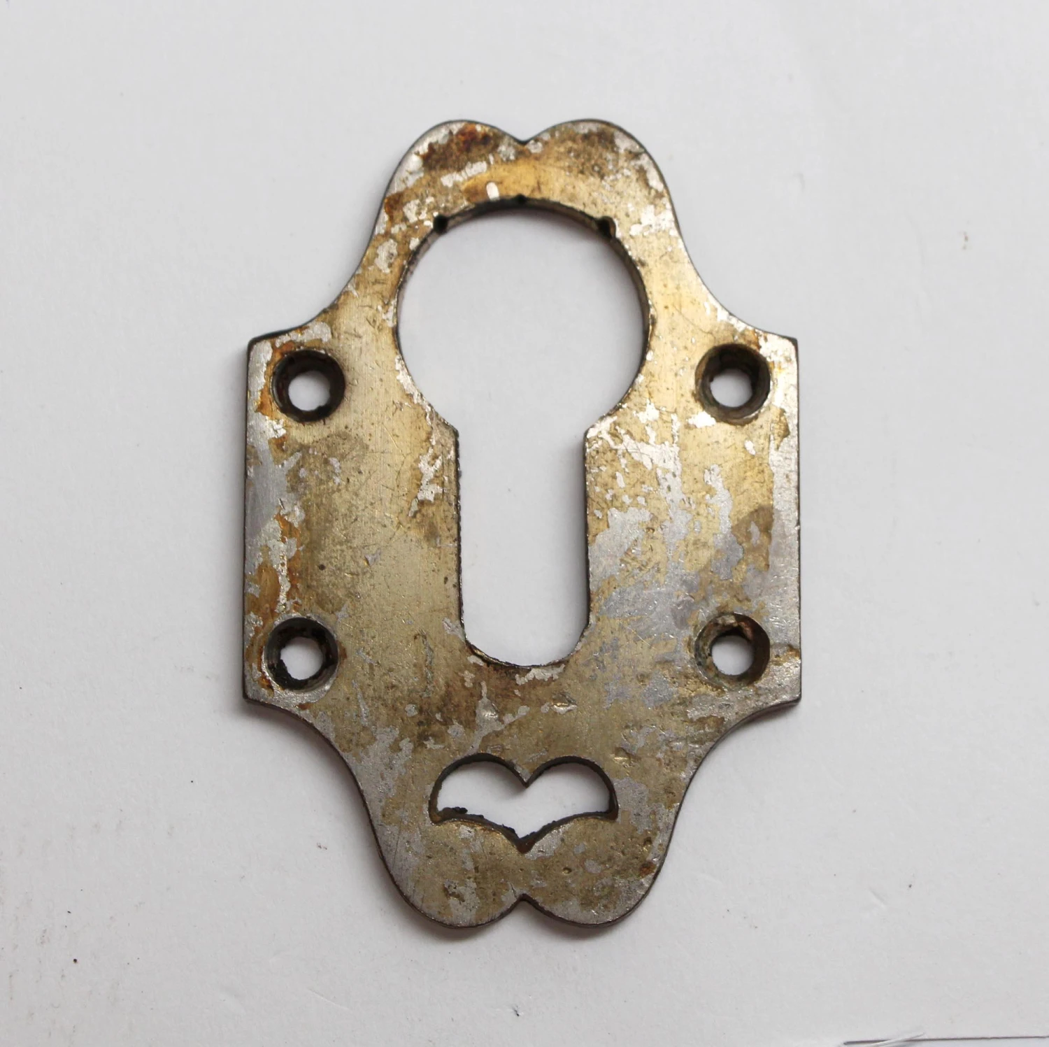 Nickel Over Brass Arts & Crafts Lock Keyhole Cover 3 Nickel Over Brass Arts & Crafts Lock Keyhole Cover