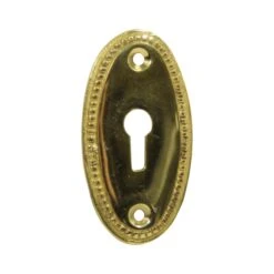 Olde New Solid Brass Oval Beaded Door Keyhole Cover