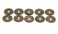 Set Of 10 Vintage Circular 1.5 In. Brass Plated Steel Door Keyhole Covers 6 Set Of 10 Vintage Circular 1.5 In. Brass Plated Steel Door Keyhole Covers -OGT Sale Store keyhole covers p260770s