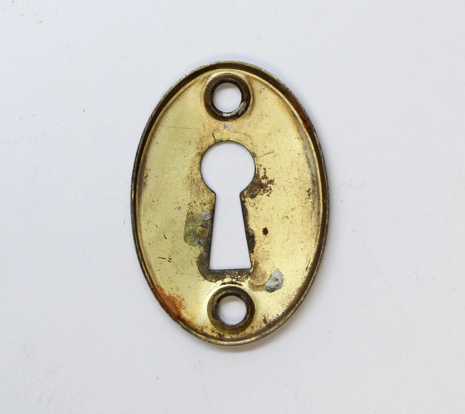 Vintage Brass Oval Keyhole Cover 4 Vintage Brass Oval Keyhole Cover - Image 2