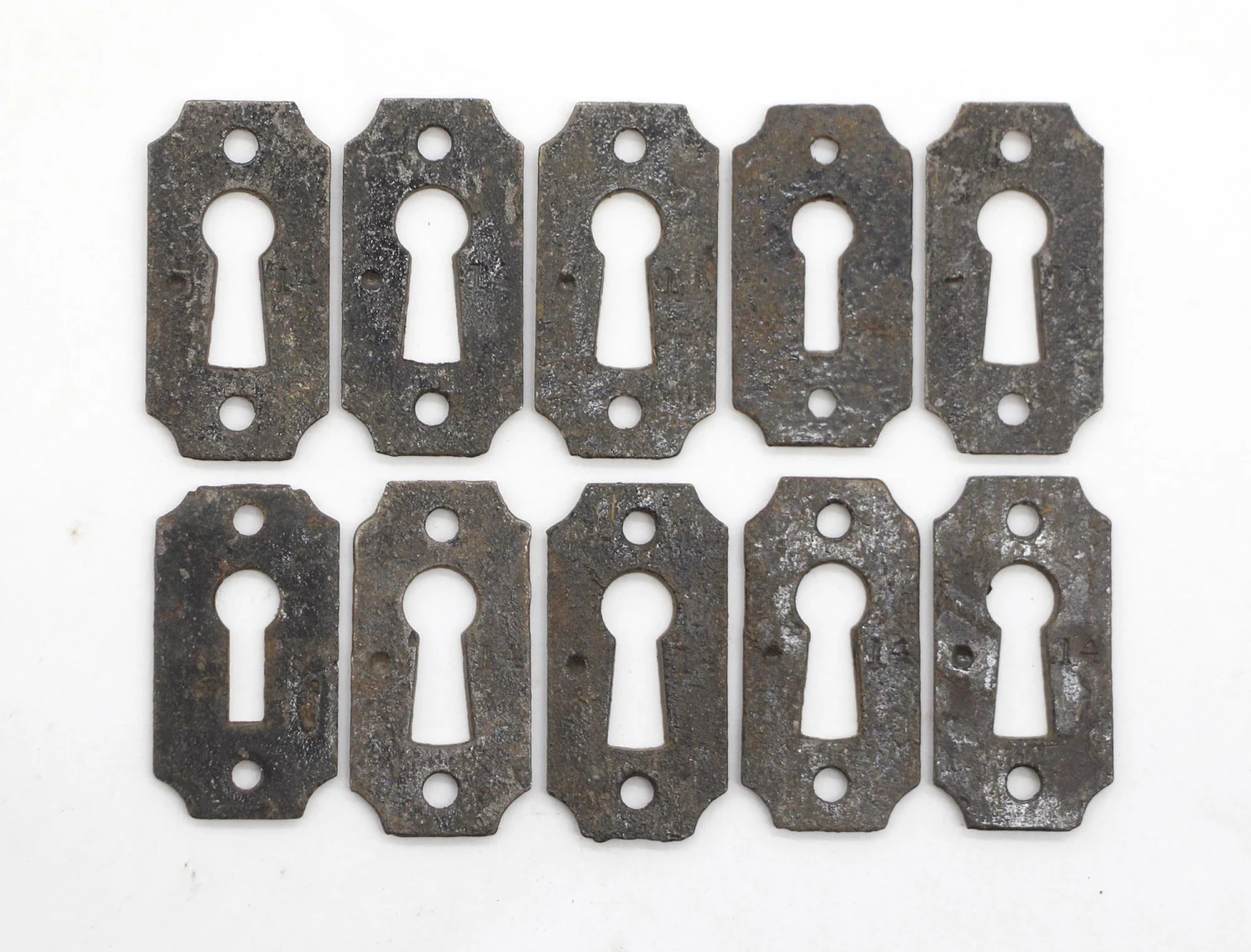 Set Of 10 Antique Arched Corner Black Cast Iron Door Keyhole Covers 4 Set Of 10 Antique Arched Corner Black Cast Iron Door Keyhole Covers - Image 2