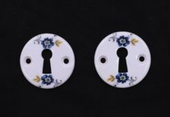 Pair Of J.M. Limoges Porcelain Floral Keyhole Covers