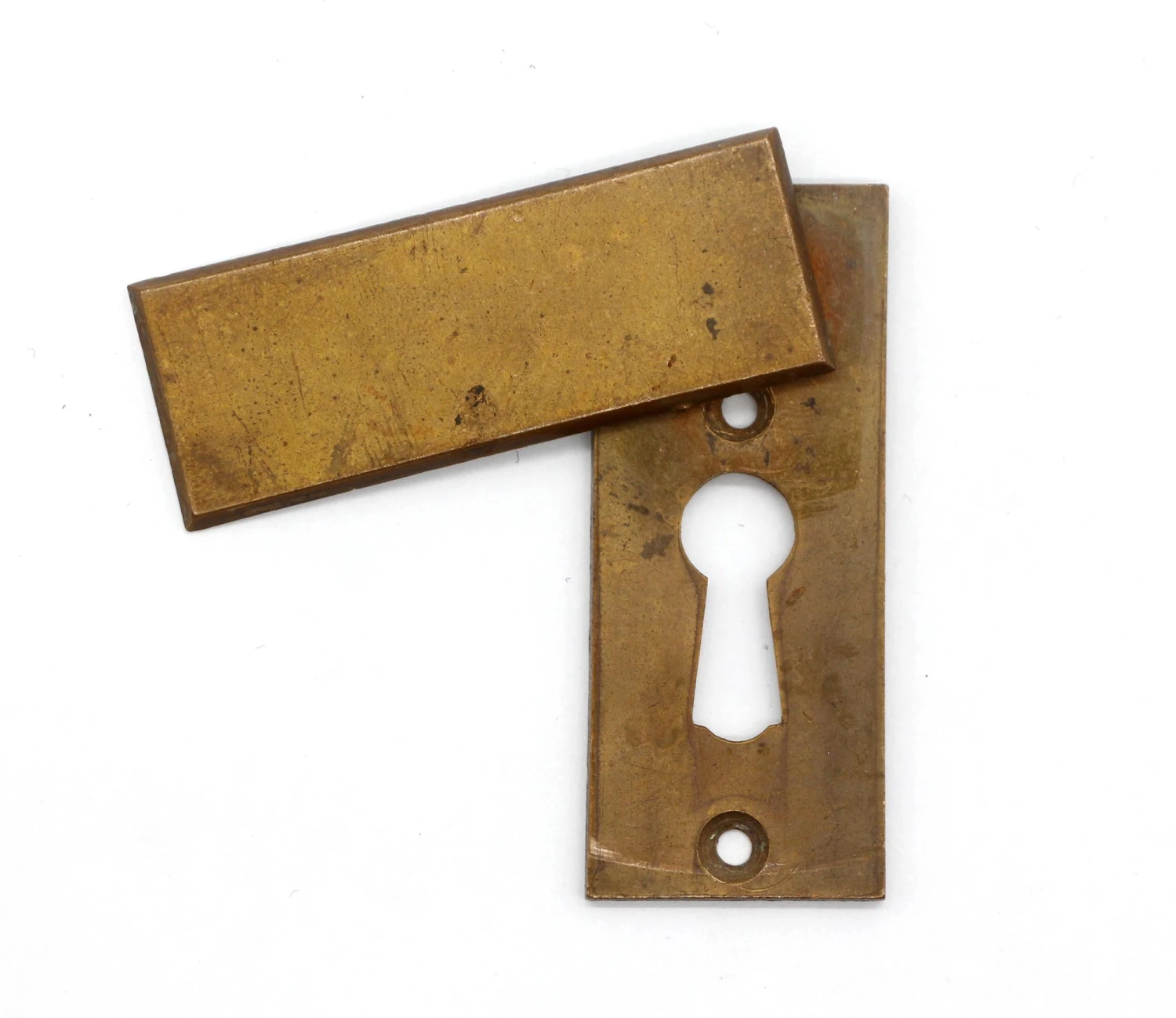 Antique Plain Brass Rectangle 2.625 In. Keyhole Cover 4 Antique Plain Brass Rectangle 2.625 In. Keyhole Cover - Image 2