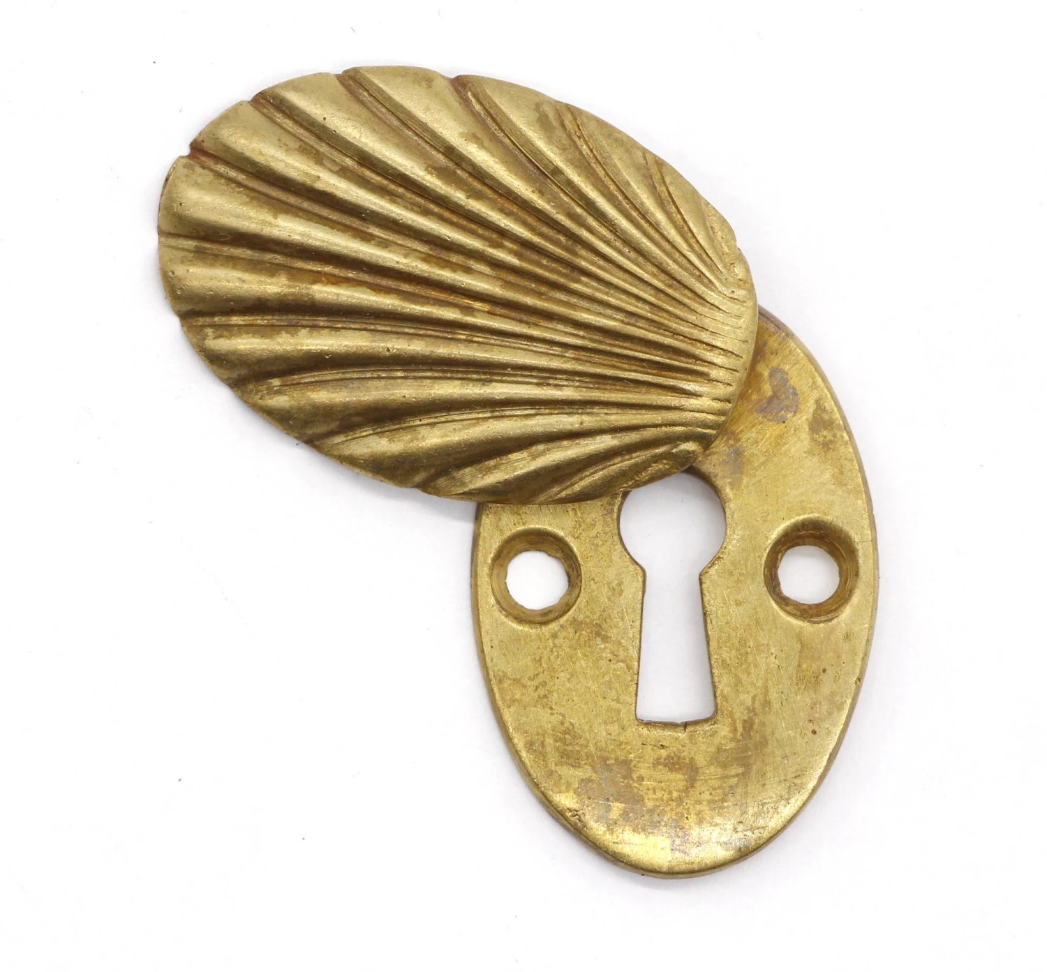 Vintage 1.75 In. Brass Seashell Draft Keyhole Cover 4 Vintage 1.75 In. Brass Seashell Draft Keyhole Cover - Image 2