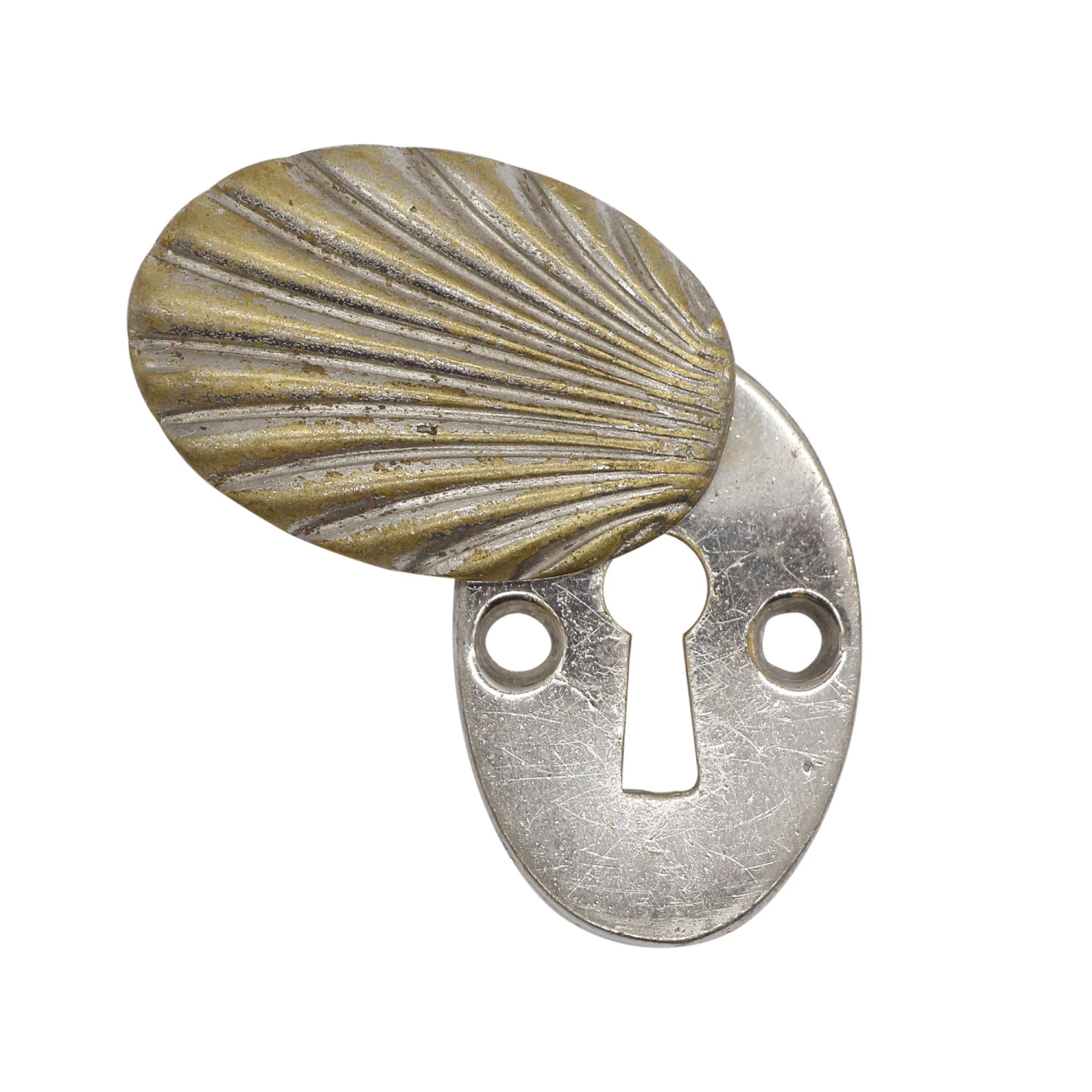Vintage 1.625 In. Seashell Brass Keyhole Cover 4 Vintage 1.625 In. Seashell Brass Keyhole Cover - Image 2