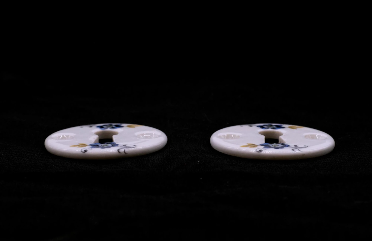 Pair Of J.M. Limoges Porcelain Floral Keyhole Covers 4 Pair Of J.M. Limoges Porcelain Floral Keyhole Covers - Image 2