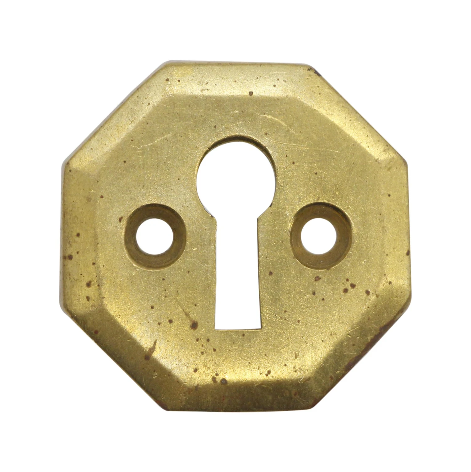 Set Of Vintage 1.375 In. Cast Brass Octagon Keyhole Covers 4 Set Of Vintage 1.375 In. Cast Brass Octagon Keyhole Covers - Image 2