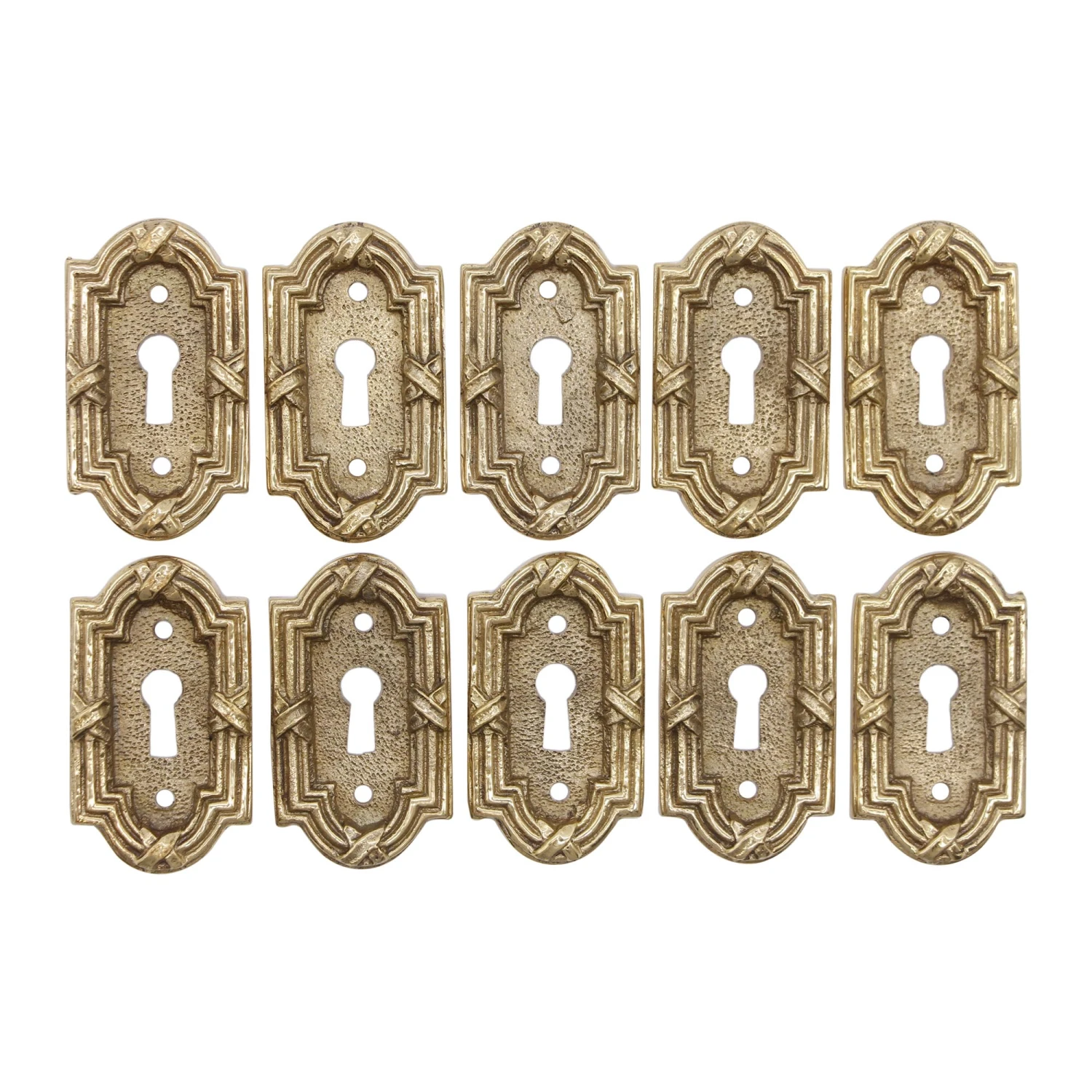 Set Of 10 Olde New Yale & Towne Brass Arched Rectangle Door Keyhole Covers 3 Set Of 10 Olde New Yale & Towne Brass Arched Rectangle Door Keyhole Covers