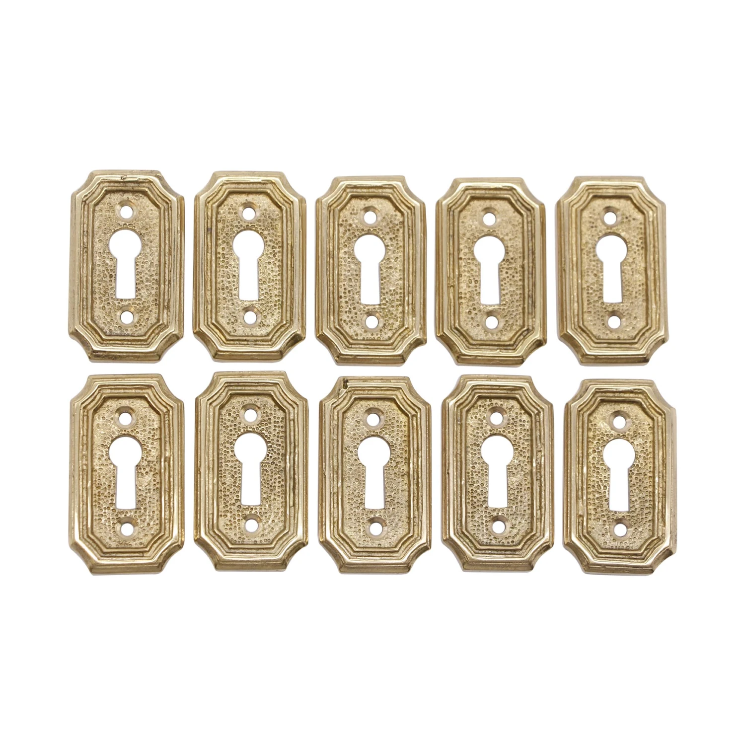 Set Of 10 Solid Brass Textured Arched Edged Door Key Hole Covers 3 Set Of 10 Solid Brass Textured Arched Edged Door Key Hole Covers