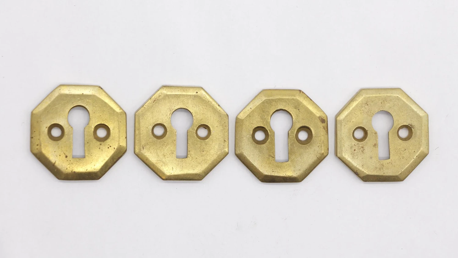 Set Of Vintage 1.375 In. Cast Brass Octagon Keyhole Covers 3 Set Of Vintage 1.375 In. Cast Brass Octagon Keyhole Covers