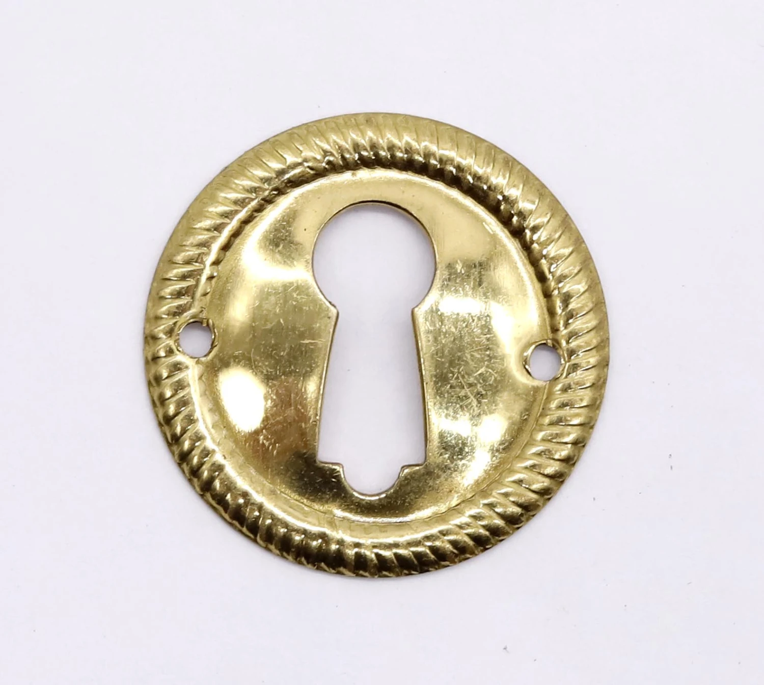 Vintage 1 In. Polished Brass Coiled Edge Door Keyhole Cover 3 Vintage 1 In. Polished Brass Coiled Edge Door Keyhole Cover