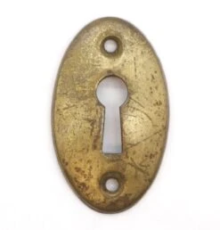 Vintage 2 In. Brass Oval Keyhole Cover Plate