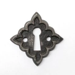 Vintage 2 In. Cast Iron Arts & Crafts Door Keyhole Cover Plate