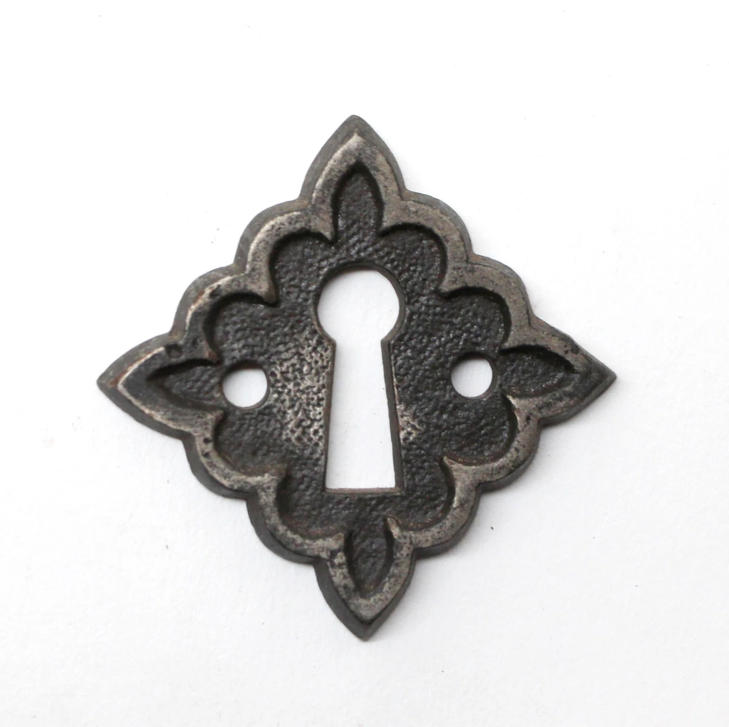 Vintage 2 In. Cast Iron Arts & Crafts Door Keyhole Cover Plate 3 Vintage 2 In. Cast Iron Arts & Crafts Door Keyhole Cover Plate