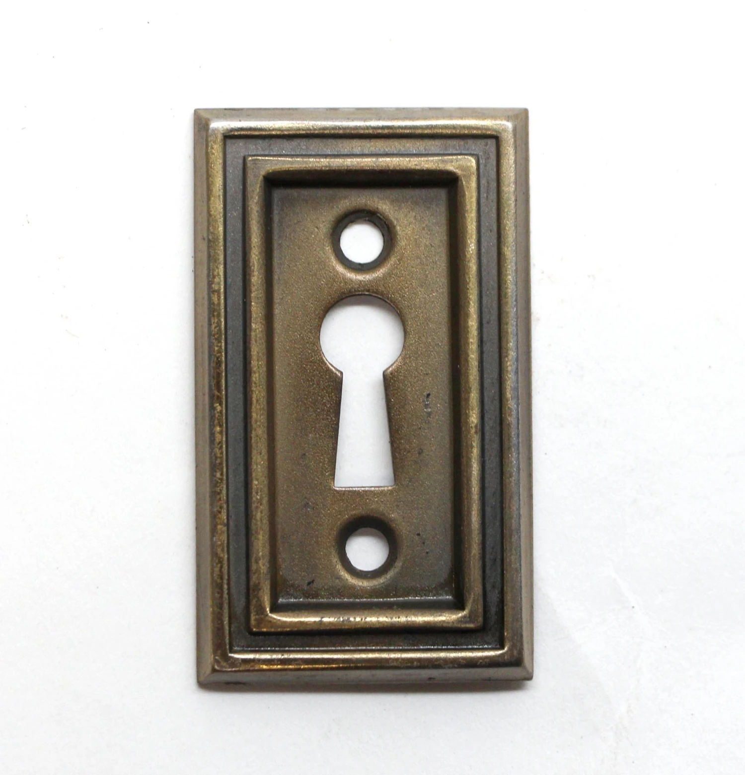Vintage 2.125 In. Art Deco Brass Finish Steel Keyhole Cover Plate 3 Vintage 2.125 In. Art Deco Brass Finish Steel Keyhole Cover Plate
