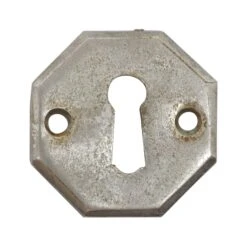 Vintage Nickel Plated Brass 1.625 In. Octagon Keyhole Cover