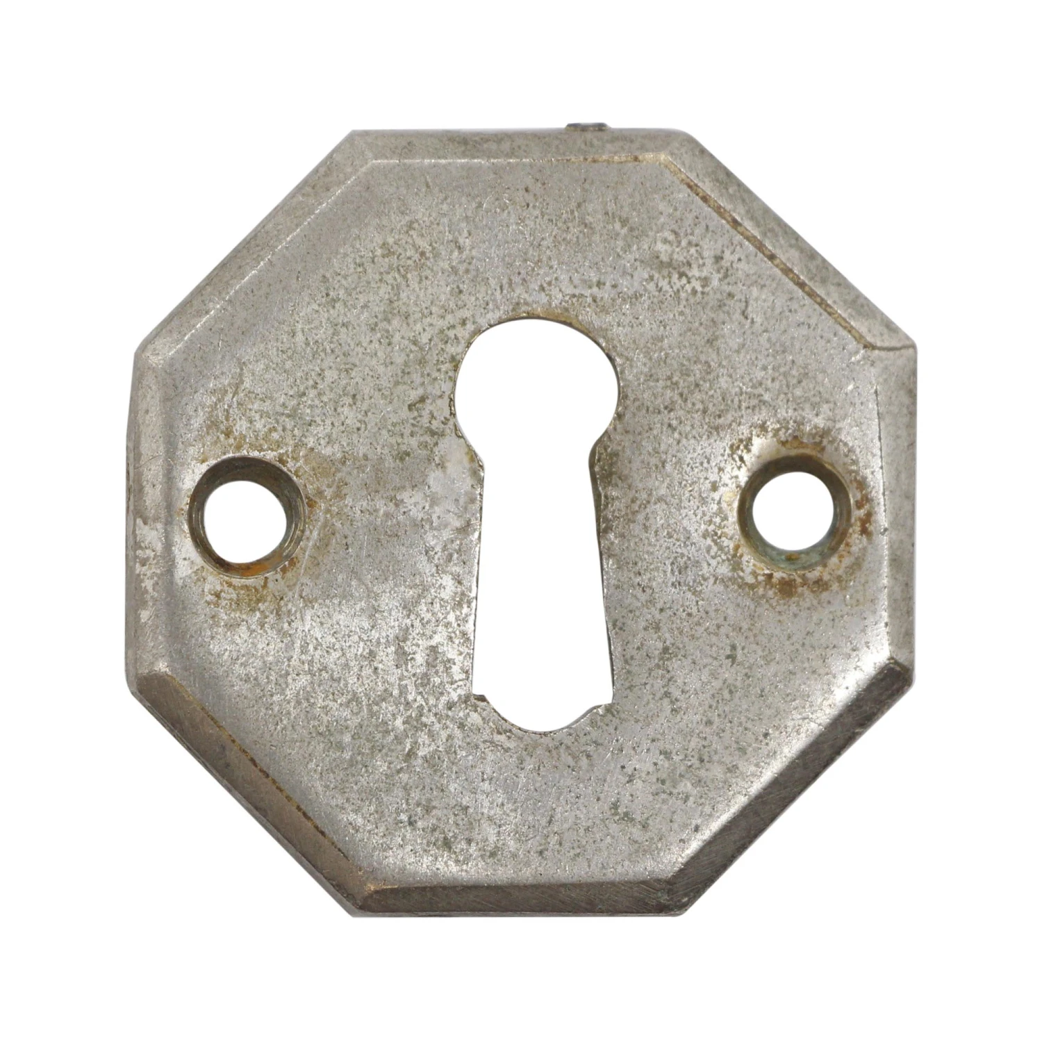 Vintage Nickel Plated Brass 1.625 In. Octagon Keyhole Cover 3 Vintage Nickel Plated Brass 1.625 In. Octagon Keyhole Cover