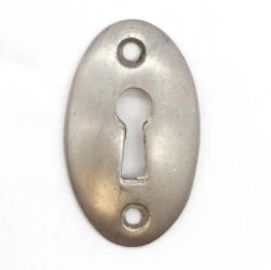 Vintage Nickel Plated Brass Oval Keyhole Cover Plate