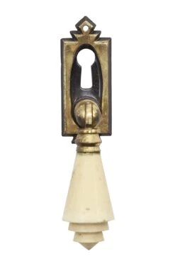 Vintage Pressed Brass Keyhole Cover With Plastic Pull