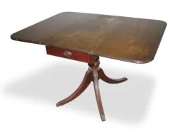 Antique Traditional Drop Leaf Brandt Table With One Center Drawer