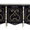 Black Wooden Console With Decorative Ceramic Posts -OGT Sale Store kitchen dining black wooden console with decorative ceramic posts n239344