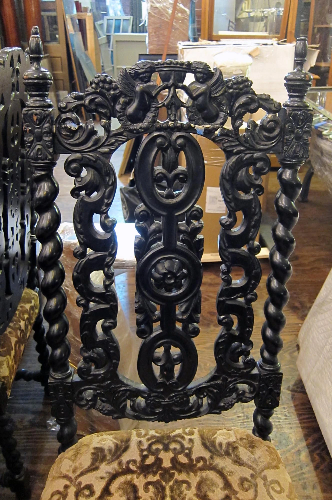 Set Of Four Carved Wood Dining Chairs 5 Set Of Four Carved Wood Dining Chairs - Image 3