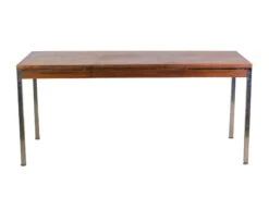 Modern 5.5 Ft. Chromed Steel Mahogany Veneer Table