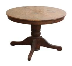 Round Oak Top Wood Table With Wheels