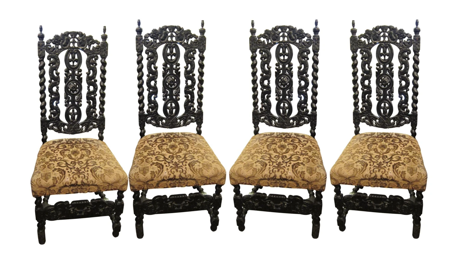 Set Of Four Carved Wood Dining Chairs 3 Set Of Four Carved Wood Dining Chairs