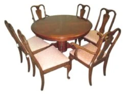 Traditional Four Foot Dining Table With Leaf & Chairs