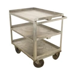 Reclaimed 3 Tier Stainless Steel Service Cart With Handle
