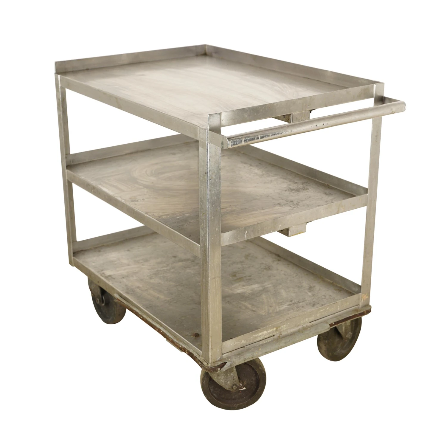 Reclaimed 3 Tier Stainless Steel Service Cart With Handle 3 Reclaimed 3 Tier Stainless Steel Service Cart With Handle